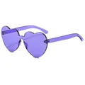 Stylish transparent purple heart-shaped rimless sunglasses for women jelly color lens - Purple