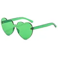 Green jelly heart-shaped rimless sunglasses for women with integrated lens - Green