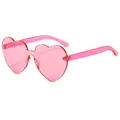 Stylish heart-shaped rimless sunglasses for women in a vibrant translucent pink jelly finish - Light Pink