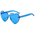 Trendy blue heart-shaped rimless sunglasses featuring a jelly effect lens for women - Fog Blue