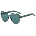Dark teal heart-shaped rimless sunglasses with thick integrated lenses for women - Black and Gray