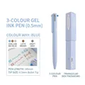 Planwith 3-color multi-function gel pen featuring 0.5mm bullet tip and triangular gift box - Triangular Multi-color Retractable Gel Pen (Blue) / 0.5mm