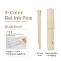 Planwith 3-in-1 milk tea series gel ink pen 0.5mm bullet tip with triangular box - Triangular Multi-color Retractable Gel Pen (Milk Tea Maillard) / 0.5mm