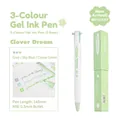 Planwith 3-color retractable 0.5mm gel pen clover dream edition in pastel green set - Triangular Multi-color Retractable Gel Pen (Clover Dream)