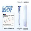 Planwith 3-in-1 clear blue gel pen with 0.38mm tip and triangular storage box - Triangular Multi-color Retractable Gel Pen (Transparent Blue)
