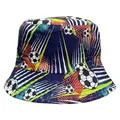 Colorful children's bucket hat with vibrant soccer ball print on white background - Colorful Soccer / Hat Circumference 52cm