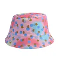 Cappello alla pescatora tie-dye per bambini con cuori dorati glitterati e pois. - Rosa - Pois Cuore / Circonferenza del cappello 52cm