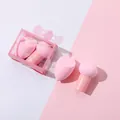 2-teiliges rosa Make-up-Schwamm-Set mit Pilzkopf und Beauty-Blender in Geschenkbox - Pilzkopf + Wassertropfenform / 2 Stück/Set / Rosa