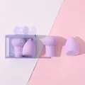 Professionelles 2-teiliges lila Pilzkopf- und Tropfen-Make-up-Schwamm-Set mit Etui - Pilzkopf + Wassertropfenform / 2 Stück/Set / Lila