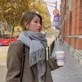 Bufanda elegante gris gruesa de imitación de cachemira con borlas para invierno mujer - 200cm / Gris Vigoré