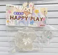 Transparent clear TPR squishy cat paw and donut stress relief toy set in retail packaging - Transparent Big Notched Donut Plus Small Cat Paw