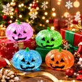 Set of four colorful Jack-o'-lantern pumpkin squishy toys in festive Christmas setting - Pumpkin Style / Multicolor (Random)