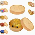 Χαριτωμένο squishy ψωμάκι ατμού με χρυσό γκλίτερ, γλυκό πρόσωπο και ρεαλιστικό καλάθι ατμού - Χρυσό Ψωμάκι (Με Ατμομάγειρα) / Χρυσό