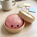Ροζ γκλίτερ dumpling squishy παιχνίδι με χαριτωμένο χαμογελαστό πρόσωπο για άγχος - Ροζ Ψωμάκι (Με Ατμομάγειρα) / Ροζ