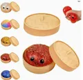 Χρωματιστό baozi squishy παιχνίδι με καλάθι ατμού, παιχνίδι άγχους σε διάφορα χρώματα - Κόκκινο Ψωμάκι (Με Ατμομάγειρα) / Κόκκινο