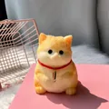 Jouet squishy chat roux et blanc dodu réaliste avec collier rouge pour cadeau de décompression - Orange & Blanc