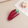 Vivid red strawberry shaped acrylic hair claw clip for elegant Korean style hair styling - Strawberry