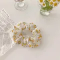 Pastoral style white scrunchie with cute yellow floral print pattern for hair - Yellow Flower