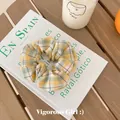 Chouchou de style vintage français à carreaux jaune et vert avec texture tissu doux - Pudding à la Mangue Grille Jaune Vert