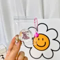Μίνι παιχνίδι squishy με σχέδιο Chocolate Daifuku, ροζ κουδουνάκι και αλυσίδα χαντρών - Μενταγιόν Squishy Daifuku Σοκολάτα Με Κουδούνι