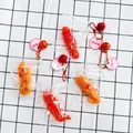 Adorable fried crawfish tail squishy toy keychain set with colorful bells and charms - Fried Lobster Tail Squishy Pendant