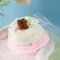 Realistisch tweelaags cake squishy speelgoed van zacht TPR voor stressverlichting - Roze chocolade-crèmetaart squishy / Roze