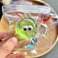 Green transparent squeeze toy with cartoon eyes in small plastic pouch - Maltose Texture / 4cm (PVC Bag) / Green