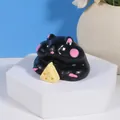 Schattig zwart hamster squishy speelgoed met kaas, zacht TPR anti-stress speelgoed - Zwart Gladde Stijl