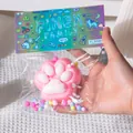 Χαριτωμένο ροζ παιχνίδι squishy πατούσα γάτας με χάντρες σε συσκευασία pixel art - Πατούσα γάτας με χάντρες (Ροζ)