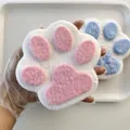 Macro detail showing the soft flocked texture of a 14cm jumbo cat paw stress relief toy. - White Base Pink Flocked