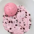 Pink strawberry scented butter slime stress relief toy with chocolate block charms - Strawberry Flavor / Pink