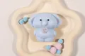 Cute light blue fuzzy elephant squishy toy with pink pearl heart for stress relief - Elephant (Blue)