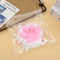 Large 14cm plush cat paw squishy toy in a clear zipper bag for stress relief - White Flocked