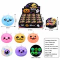 Halloween glow-in-the-dark squeeze toys set with glitter beads and 24pcs display box - Small Halloween Colorful Bead Unicorn Luminous Bun Squishy