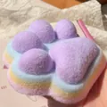 Close-up macro detail of an oversized rainbow cat paw squishy TPR stress relief toy - Rainbow Purple