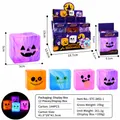 Lila Halloween Maltose Squishy Würfel mit Kürbisgesicht und integriertem LED-Licht - Leuchtender Halloween-Malzzuckerwürfel mit Marmorierung