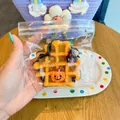 Halloween squishy toy in waffle shape with pumpkin and bat details for stress relief - 9x8cm / Halloween Waffle