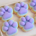 Cute rainbow flocked cat paw slow rebound squishy toy for stress relief and sensory play - 7cm / Four-Color Rainbow