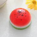 Close-up of slow rebound watermelon squishy toy with vibrant colors and realistic seeds. - Watermelon - Large Print