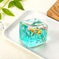 Macro detail of a translucent ocean-themed ice cube squishy toy with mini shells - 5cm / Ocean Shell