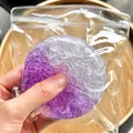 Handmade purple and clear crushed ice texture squishy decompression ball toy in a bag - 6cm / Purple