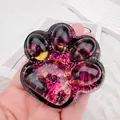 Super large 220g cat paw squishy toy with pink glitter and sequins for stress relief - Aurora Glitter Red