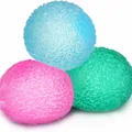 Set de tres pelotas antiestrés de maltosa texturizadas en color rosa azul y verde - Bola de hierba de maltosa [Rosa] 4 cm (bolsa OPP)