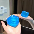 Translucent blue ice cube shaped maltose squeeze toy for stress relief and focus - 5cm / Blue
