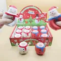 Ensemble de jouets à presser bonhomme de neige de Noël dans une boîte de vente colorée - Motifs de Noël assortis / Lot de 12