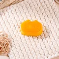 Cute yellow cat-shaped mochi squishy toy on a white knitted background for stress relief. - Yellow Cheese Cat / 1 Piece