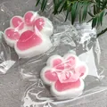 Schattig roze en wit kattenpoot squishy stressspeelgoed in doorzichtige zak - Witte & rozerode kattenpoot
