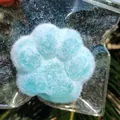 Zachte lichtblauwe kattenpoot squishy speeltje met pluizige textuur in stervormige zak - 7x7cm / Gevlokte Zeezout Rijstbal Kattenpoot