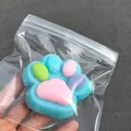 Cute blue silicone cat paw squishy decompression toy with colorful pads in packaging - Azure Style / 60g Pack