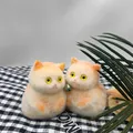 Primer plano detallado de dos adorables gatos blandos naranjas con textura de peluche. - Paquete de 74g / Gato Agachado Naranja